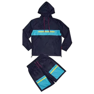 Conjunto Corto de Chaqueta Cortavientos y Pantalones Cortos de Nylon Transpirable para Hombre con Logotipo Bordado Personalizado, Ropa Urbana de Verano con Capucha - Product Image 4
