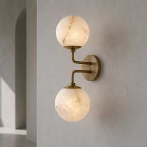 Modern Marble <b>Wall</b> <b>Sconce</b> Round Contemporary Home Decor Indoor <b>Lighting</b> Fixture for Living Room - Product Image 2