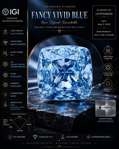 Diamante Cultivado en Laboratorio Certificado por IGI, Corte Cojín Azul Intenso, Claridad VVS2, 3.04 Quilates, Corte Brillante Modificado para Joyería - Product Image 1
