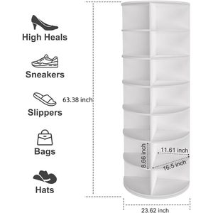 Scarpiera Girevole a 7 Livelli, Espositore per Scarpe Rotante a 360 Gradi, Carosello Verticale per Conservazione di Scarpe e Borse - Product Image 3