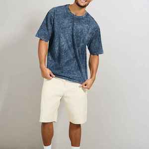 Camiseta de moda con estampado Tie Dye y teñido por inmersión, en blanco, con lavado ácido vintage, de manga corta, hombro caído, gruesa y pesada, para exteriores - Product Image 6