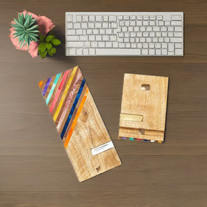 Soporte para teléfono móvil estilo bohemio, organizador de escritorio, estación de carga, compatible con todos los teléfonos inteligentes, tabletas, madera natural - Product Image 3