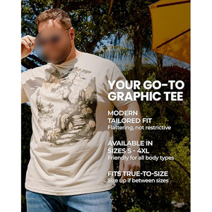 Men's Short Sleeve T-<b>Shirt</b> Chinese Style Hand-Painted Mountain Pine Tree Pattern O-Neck Regular Fit 100% Cotton Knitted - Product Image 3