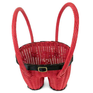 Panier tissé festif adorable en forme de pantalon de Père Noël, panier de rangement décoratif rouge pour cadeaux, bonbons et décorations de Noël - Product Image 2