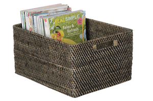 Artex HaiNam <b>Rectangular</b> Natural Rattan Storage <b>Basket</b> With Handles Rustic Multi-Purpose Organizer - Product Image 2