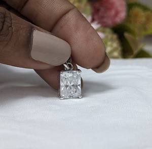 Collar con Colgante de Diamante Cultivado en Laboratorio, Corte Radiante de 2.50 Ct, Certificado IGI, Estilo Vintage, Oro Blanco Sólido de 14K, Regalo de Navidad para Mujer - Product Image 3