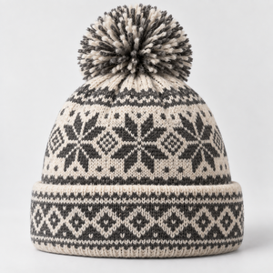 Gorro de Punto con Diseño Nórdico Personalizado, Gorro de Invierno con Pompón, Aspecto de Lana Suave y Cálida, Gorra Unisex de Moda, Proveedor Mayorista OEM ODM - Product Image 3