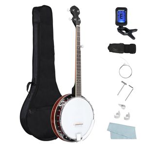 Set di banjo premium per mancini con fondo chiuso in Sapele massello e manico in Mogano, dimensioni standard, 5 corde e accessori - Product Image 1