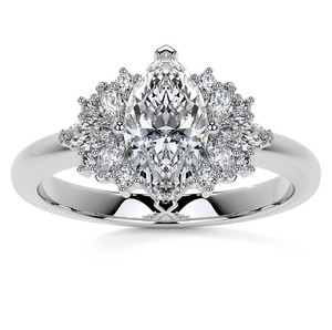 Anillo de Moissanita con Corte Marquesa, Plata de Ley 925, Chapado en Oro Blanco, Lujoso, Vintage, Elegante, para Compromiso, Fiesta, Aniversario, Boda - Product Image 1