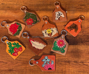 Porte-clés en cuir sculpté à la main Western Porte-clés en cuir de forme exotique mignon Accessoires en cuir usiné Porte-clés mignons - Product Image 5