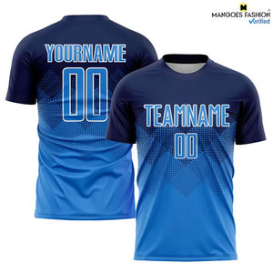 Uniforme de Fútbol Personalizado Azul Marino y Blanco Sublimado, Jersey de Manga Corta Transpirable Unisex para Adultos - Product Image 5