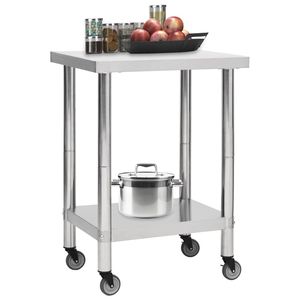 Mesa de Trabajo para Cocina Comercial con Ruedas, 23.6''x17.7''x33.5'', Fabricación en Acero Inoxidable - Product Image 2