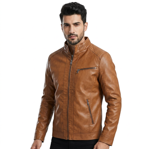 Men's Coated Stand Collar 100% Genuine Leather Vintage Style Hooded Full Sleeves Breathable Front Logo Street Wear <b>Jacket</b> - Product Image 1