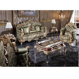 Juego de Sofás de Madera de Teca Tallada de Lujo Real para Sala de Estar - Diseño Extravagante Exclusivo con Color Personalizable - Product Image 1
