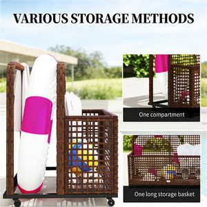 Cesto portaoggetti in vimini marrone per piscina - Product Image 2