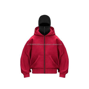 Sweat-shirts à capuche balaclava numériques d'hiver personnalisables en mélange polyester/coton pour hommes, style streetwear oversize avec fermeture éclair et épaules tombantes, tailles 25-26 - Product Image 2