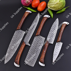 Cuchillo de Cocina de Acero de Damasco Forjado a Mano con Hoja de Espiga Completa y Mango de Palisandro, la Mejor Calidad, Grado Industrial, Set de Chef con Funda de Cuero, OEM - Product Image 2