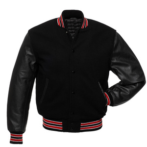 Chaqueta Bomber de Lana Premium OEM para Hombre, con Parches Varsity Bordados Personalizados, Mangas de Cuero Vacuno Auténtico, Diseño de Chaqueta Varsity Lettermen - Product Image 4