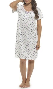 Chemise de nuit en coton à manches courtes pour femme avec bordure en broderie anglaise - Product Image 4