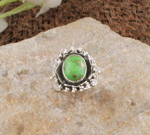 Bague en turquoise verte naturelle en argent sterling 925, style bohème, avec pierre verte, pour femmes et hommes, bijoux en pierres précieuses, vente en gros - Product Image 4