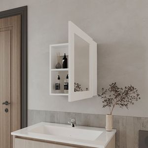 Mobile da Bagno Bianco con Armadietto Portamedicinali e Specchio Integrato - Product Image 2