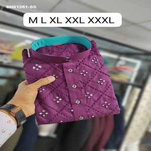 Ropa para festivales, la mejor tela de algodón con bordado y trabajo con espejos, kurta-pyjama de manga larga a precio de mayorista, proveedor de la India. - Product Image 1