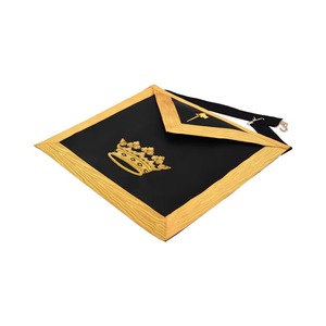 Delantal Masónico Formal Single Star Trader con Diseño de Corona Dorada y Cuadrado, Bordado en Negro y Dorado, Accesorio de Regalia para Logia Four Seasons - Product Image 2