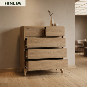 Modern Wooden Dresser with 5 Drawers Scandinavian Storage Cabinet for Bedroom Home Furniture - Product Image 3