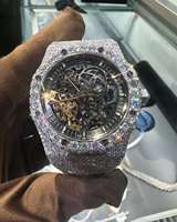 Montre à quartz squelette avec incrustation de diamants, cadran carré, montre-bracelet de luxe pour cadeau et mode