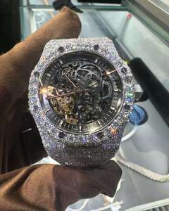 Montre à quartz squelette avec incrustation de diamants, cadran carré, montre-bracelet de luxe pour cadeau et mode - Product Image 5