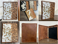Cahier exclusif en cuir véritable usiné avec fermeture éclair Portefeuille en cuir de vachette Cahier de table multi-fonctions format A4 avec fente pour carte