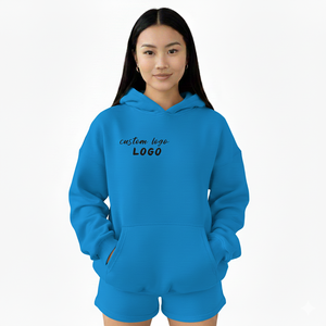 เสื้อฮู้ดดี้โอเวอร์ไซส์คุณภาพสูง ผ้าฝ้าย 100% แขนยาว สำหรับผู้หญิง ทรงหลวมไหล่ตก เหมาะสำหรับฤดูหนาว รับออกแบบ OEM - Product Image 5