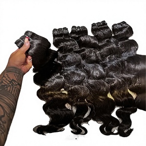 Hair Quality Raw Natural Color Unprocessed Vendor 100% Human Bundles for Weaving 20" 22" 24" <b>Stretched</b> Length 95-100g - Product Image 2