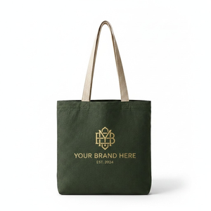 Sac fourre-tout personnalisé avec logo, sac à bandoulière en toile, sac de shopping décontracté, écologique, grand format, vert foncé, unisexe - Product Image 1