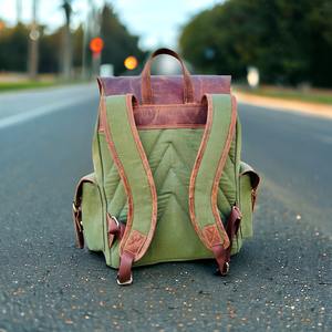 Leather <b>Canvas</b> Backpack Large <b>Canvas</b> Travel <b>Laptop</b> <b>Bag</b> Wholesale Bulk Private Label Factory LCB-0075 - Product Image 4