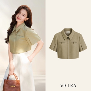 Blusa Elegante para Mujer, Color Oliva, Cierre Frontal con Cremallera, Estilo Oficina, Casual de Negocios, Cómoda, Tipo Croptop, ODM OEM LEX - Product Image 1