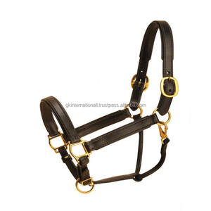 Classique licou cuir hater confortable en cuir véritable rembourré cheval licou et collier de tête en cuir réglable licou - Product Image 2