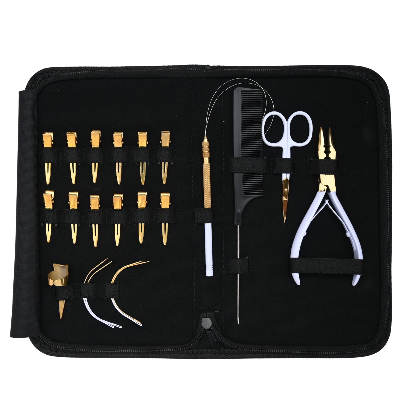 White & Gold Hair Extension Tools Kit