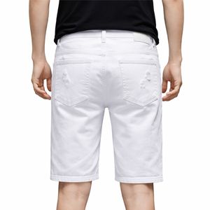 Pantalones Cortos de Mezclilla Blancos Ajustados para Hombre, Estilo Vintage, Transpirables, de Verano, con Parches, de Punto, Rasgados, de Primera Calidad - Product Image 3