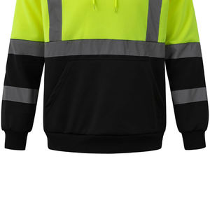 High Visibility Reflective Safety Hoodie Full Zip <b>Work</b> Jacket Detachable Hood <b>Waterproof</b> Breathable Hoodie OEM Safety Workwear - Product Image 3