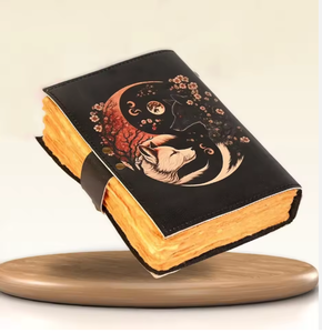 Beautiful Fox Print <b>Leather</b> Journal of Shadows Grimoire Journal With Deckle Edge Papers and C-Lock Closure Journal Books - Product Image 3