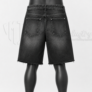 Pantalones Cortos Ecológicos de Alta Calidad para Hombre, Negros, Personalizados, con Dobladillo sin Rematar, Venta al Por Mayor - Product Image 2
