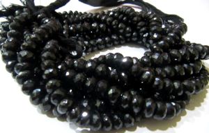 Perles de pierres précieuses en spinelle noire naturelle, facettées, rondes, 6 mm, 8 pouces de long - Product Image 2