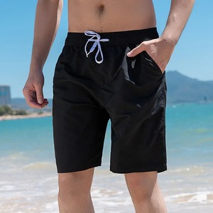 Shorts de bain pour homme, poids lourd, anti-UV, en polyester et coton, séchage rapide, motif uni personnalisé, pour la plage et l'entraînement - Product Image 4