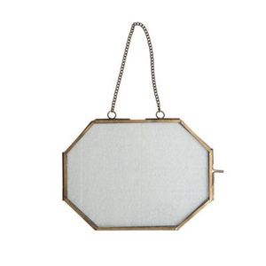 <b>Gold</b> Metal Hexagon Mirror <b>Frame</b> With Fern Print Durable Design - Product Image 3