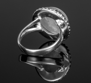 แหวนมูนสโตนธรรมชาติ เครื่องประดับพลอย แหวนเงินแท้ 925 สำหรับเป็นของขวัญสำหรับเธอ - Product Image 3