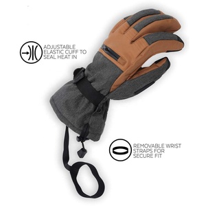 Gants de Ski d'hiver en cuir de haute qualité, manchette, usféeté, avec cordon de serrage ajustable - Product Image 2
