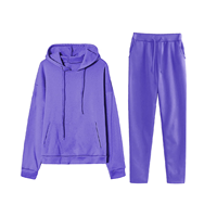 Ensemble sweat à capuche et pantalon en molleton 280 GSM pour femme, couleur unie, coupe décontractée, manches longues, tricoté, pour l'hiver, 100% coton