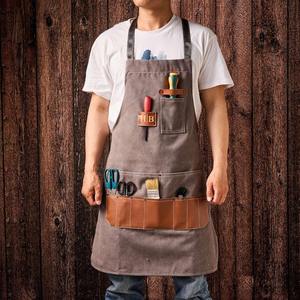 Tablier de luxe robuste en toile cirée avec fermeture éclair, réglable à bretelles croisées, pour chef, barbecue, barbier, charpentier, équipement d'atelier LCA-0047 - Product Image 2