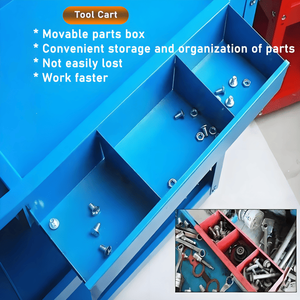 Carrello Portautensili a 3 Ripiani in Acciaio Resistente con Ruote e Chiusura di Sicurezza per Organizzazione in Cucina e Officina - Product Image 3